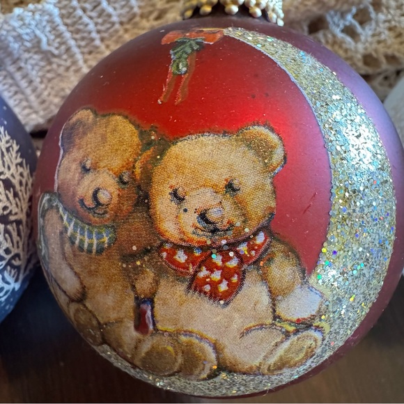 CHRISTMAS BY KREBS VTG Painted Ornaments Lot Snowman Teddy Bear - Picture 3 of 6